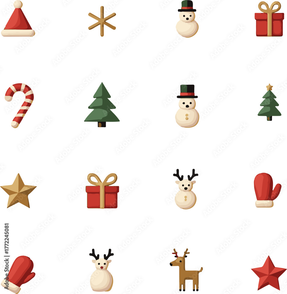Fototapeta premium Winter holiday Christmas icon set for greeting design