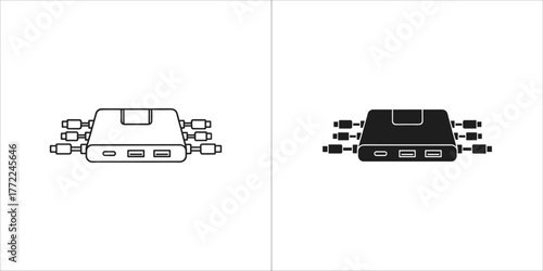 Black and white hub icon for web design