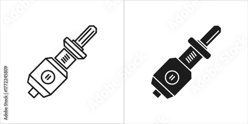 Black silhouette of a spark plug for car service