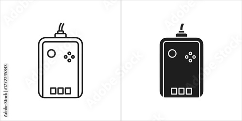 Black silhouette of a retro game console design