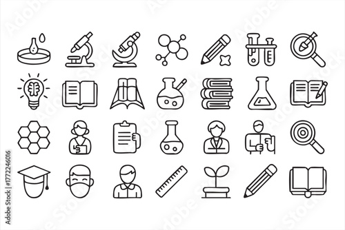 Minimalist school and science symbol pack for teachers and students
