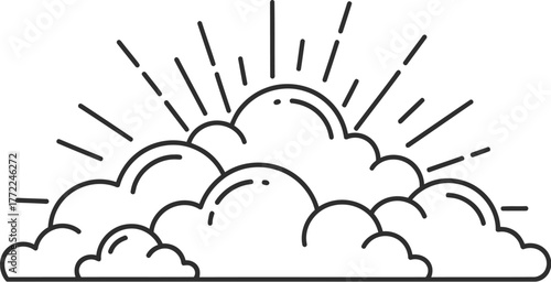 Clouds sunshine weather sky nature cloudscape sunbeam light lineart outline drawing