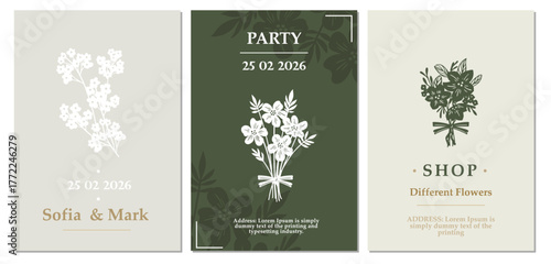 Beautiful flowers creative card template with beautiful flourishes ornament elements. Elegant design for corporate identity, invitation, book covers. Design of background products.