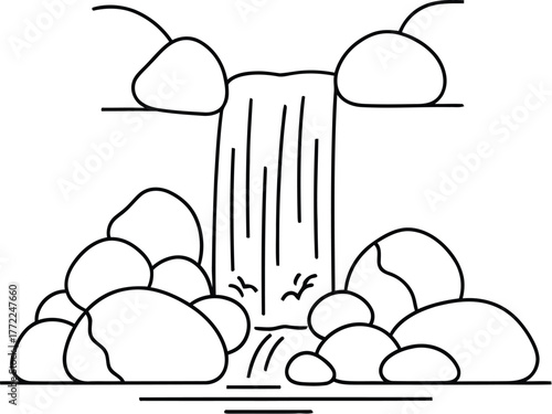 Waterfall rocks nature landscape stream river cascade flowing water scenery zen