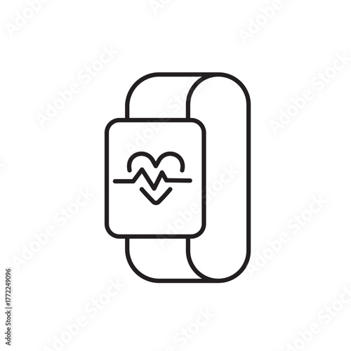 A vector icon of a wearable wristband that measures stress levels, created in line style with editable stroke
