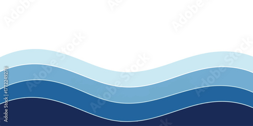 Abstract blue wave background layered paper cut style vector illustration for web design and presentations