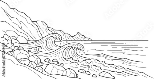 Seascape waves ocean sea rocks coastline shore nature travel tourism scenic beauty