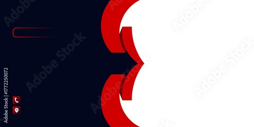 An eye-catching, fluid and circular abstract design dominated by Red and White. This design symbolizes energy, passion, and movement. Excellent for fashion, lifestyle, or restaurant businesses