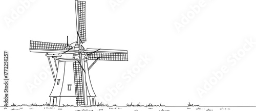 Windmill netherlands dutch europe architecture landmark tourism travel sky rural