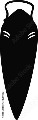 Vector silhouette of ancient amphora with pointed base, twin handles, and decorative body lines for historical design and cultural illustration