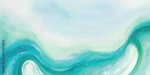Wallpaper Mural Abstract watercolor painting of ocean waves flowing turquoise and white brushstrokes perfect for backgrounds and textures Torontodigital.ca
