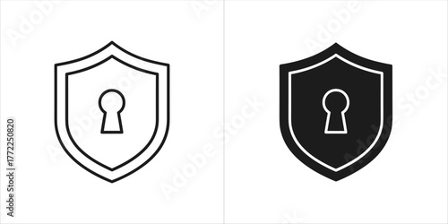 Shield with keyhole icon in line and glyph style