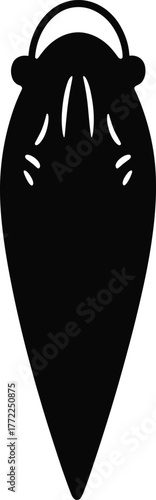 Vector silhouette of cicada insect with symmetrical wings, teardrop body, and segmented thorax for nature illustration and entomology design