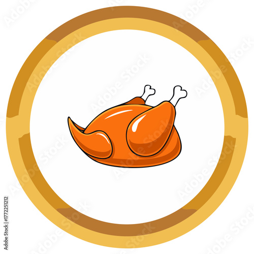 Roasted Turkey Cartoon Icon Symbol Thanksgiving Decoration Traditional Food