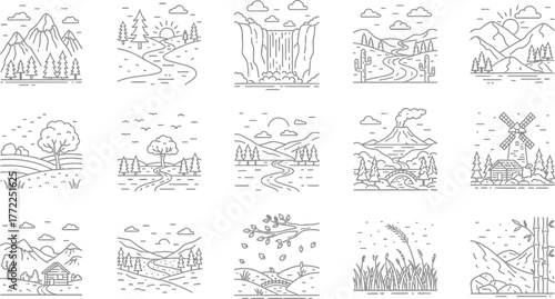 Landscape nature mountain tree river waterfall forest travel outdoor scenery