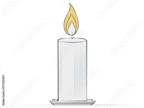 Illustration of a simple candle, the flame dancing gracefully above the unscented wax, radiating warmth and calm, on a neutral background.