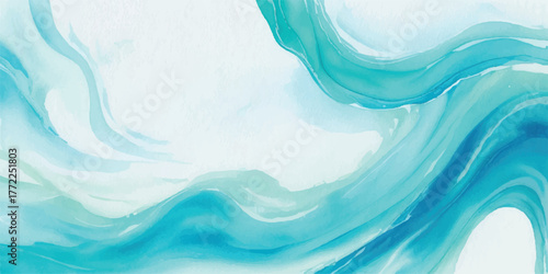 Wallpaper Mural Abstract watercolor painting with flowing turquoise waves fluid art background for creative design projects perfect for wallpapers and backgrounds Torontodigital.ca