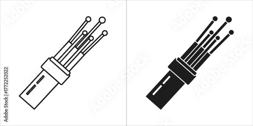 Black and white illustration of fiber optic cable