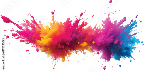 Colorful powder explosion vibrant Holi festival celebration abstract background for graphic design and creative projects