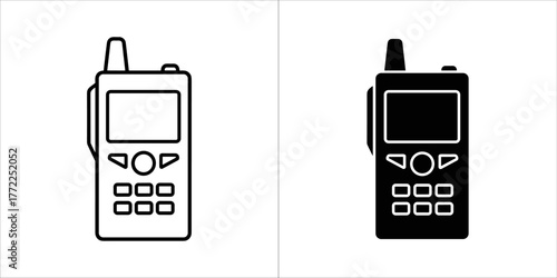 Walkie talkie icon set, communication device