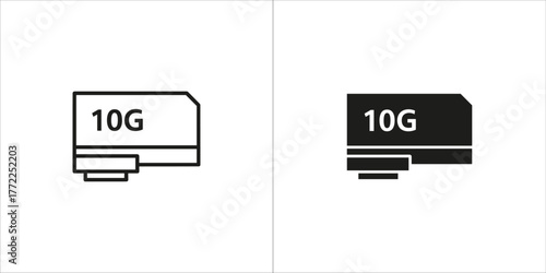 Outline and solid black icon representing 10g network connectivity
