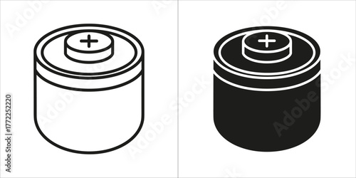 Button cell battery in outline and glyph style