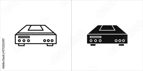 Settop box, one outline and one solid silhouette