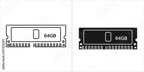 Ram memory icon, computer component symbol