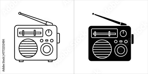 Radio receiver icon set, vector illustration