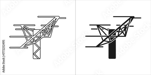 Communication tower icon set, vector illustration