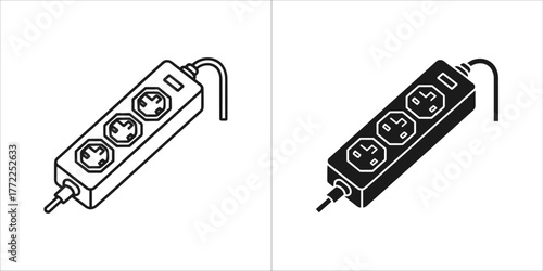 Power strip icon, extension cord