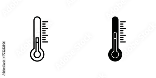 Black and white vector illustration of a thermometer