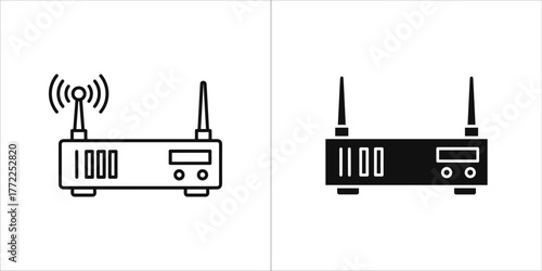 Wireless router icon in outline and solid style