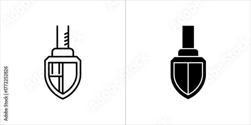 Shovel icon in outline and solid style