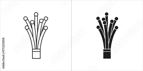 Fiber optic cable bundle icon in outline and solid style