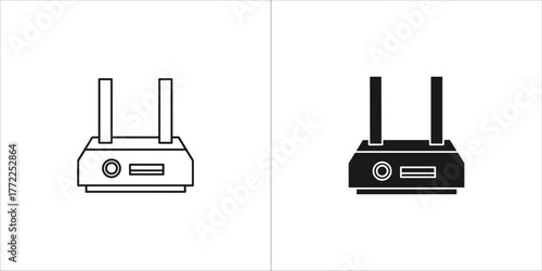Wireless router icon in outline and solid style