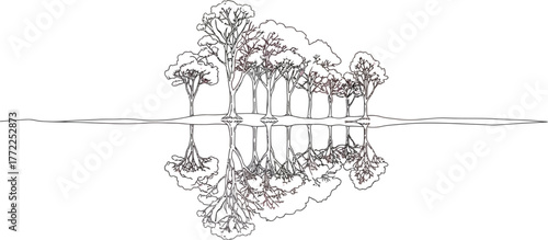 Trees reflection water nature landscape forest pink blossom spring summer zen