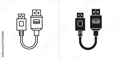 Isometric icon of hdmi cable, vector illustration