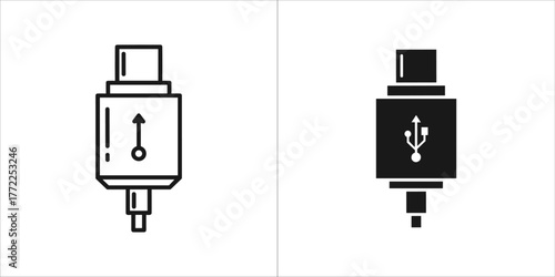 Usb type c icon, connector port vector design