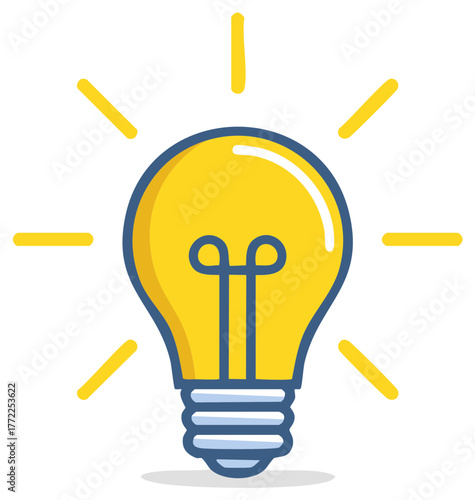 Illuminated lightbulb icon for ideas, creativity, and innovation concept