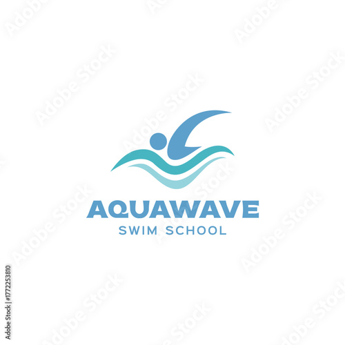 Swimming water sport logo design