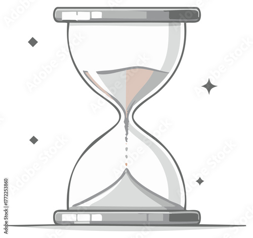 Elegant hourglass illustration with sand flowing, symbolizing time passing and important deadlines.
