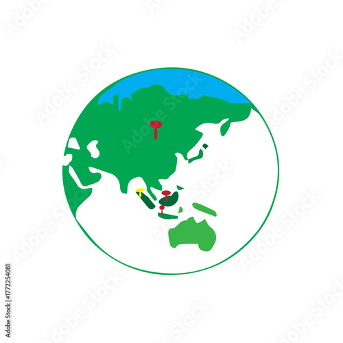 World Map Global Location Pins