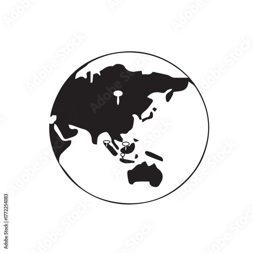 Global travel destination pins