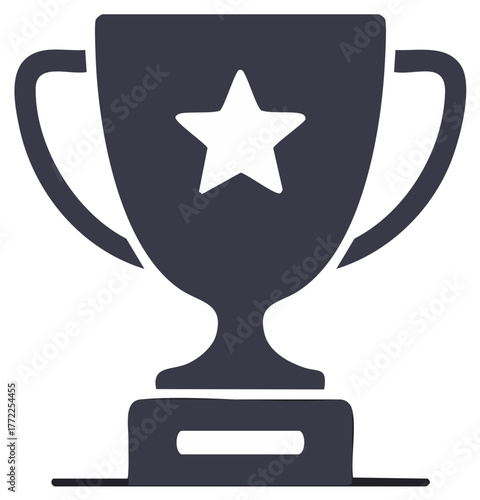 Trophy Icon Hand Drawn Style Featuring a White Star Symbolizing Victory