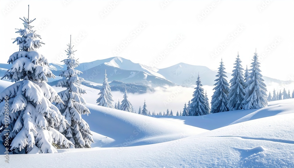 Obraz premium Snowy mountain landscape, frosted trees