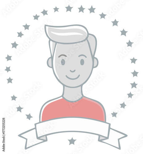 smiling man with stars and banner clip art preview