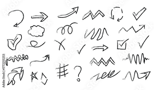 Versatile Hand-Drawn Symbols and Doodles Vector Set – Sketchy Annotations for Creative Presentations