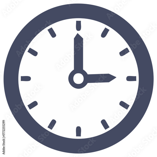 Simple Analog Clock Icon Flat Vector Symbol for Time Management and Scheduling