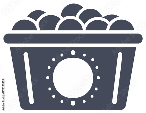 Full laundry basket icon with clothes vector graphic for washing and household chores